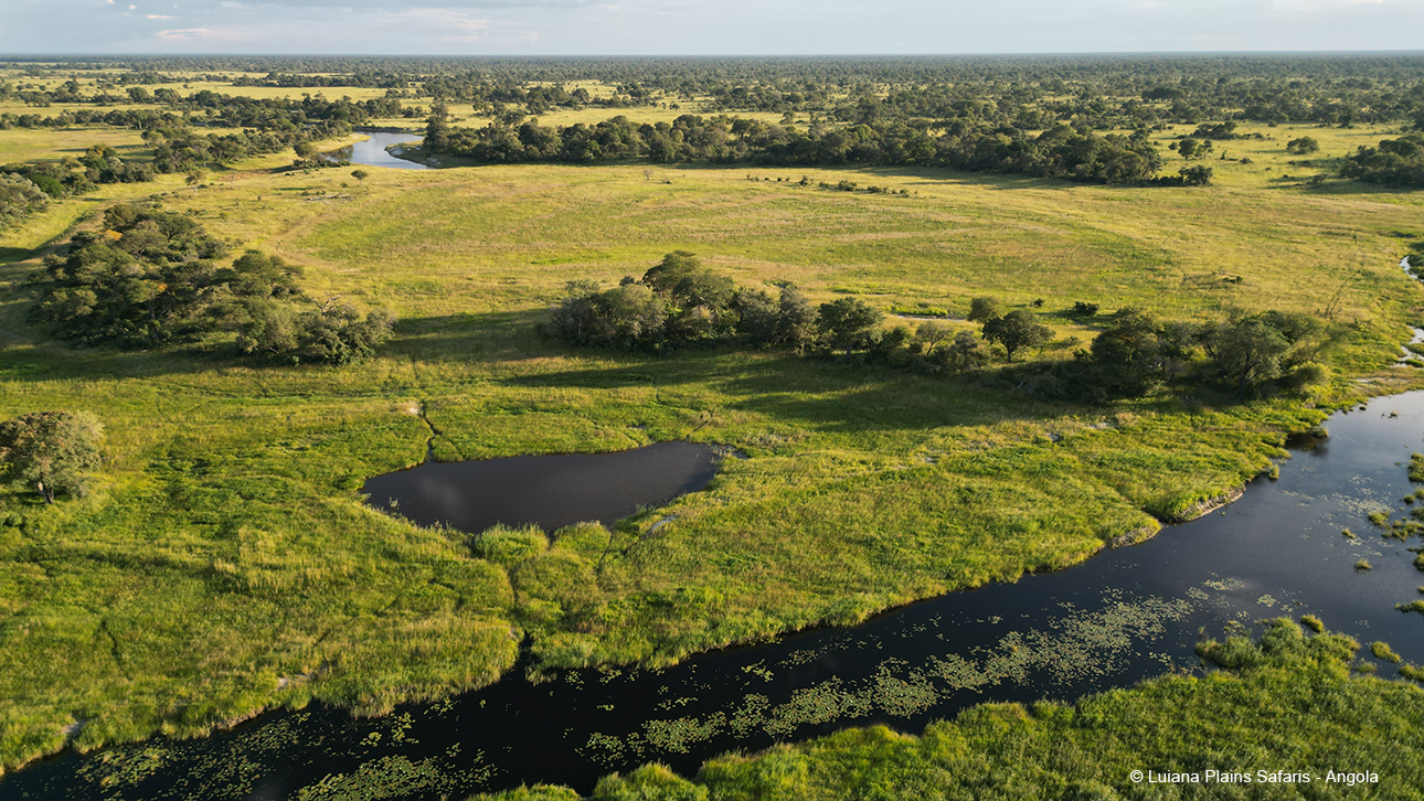 Luiana Plains Expedition Camp: Flußlandschaft aus der Vogelperspektive