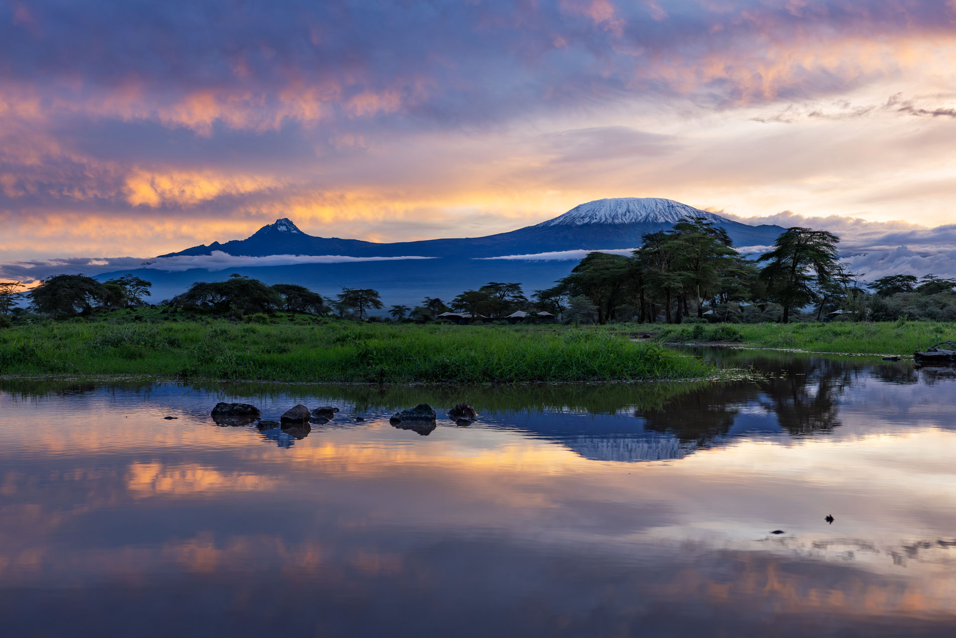 Angama Amboseli: Die Landschaft bei Sonnenuntergang Angama Amboseli: Die Landschaft bei Sonnenuntergang