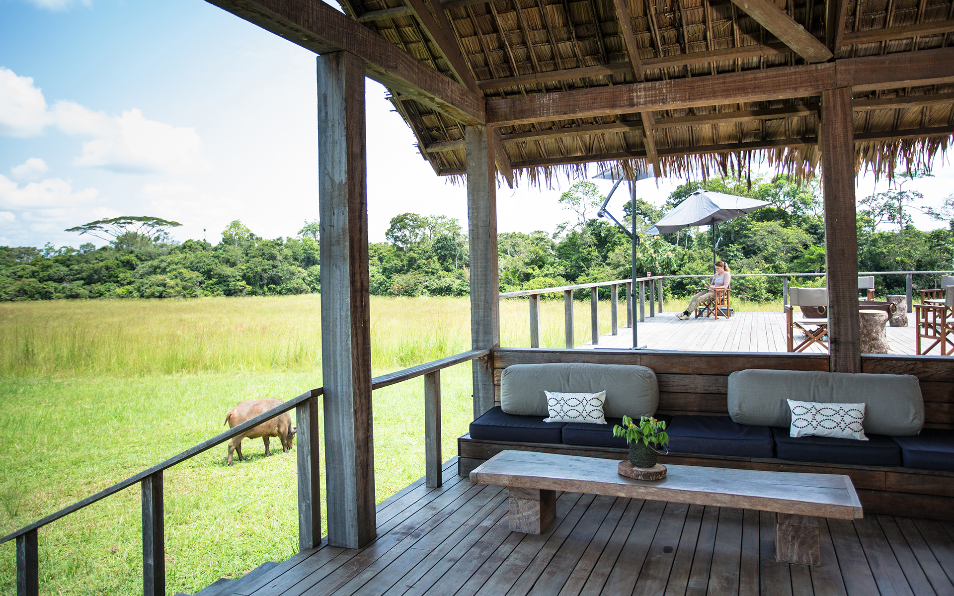 Mboko Camp: Die Lounge mit dem Viewing Deck