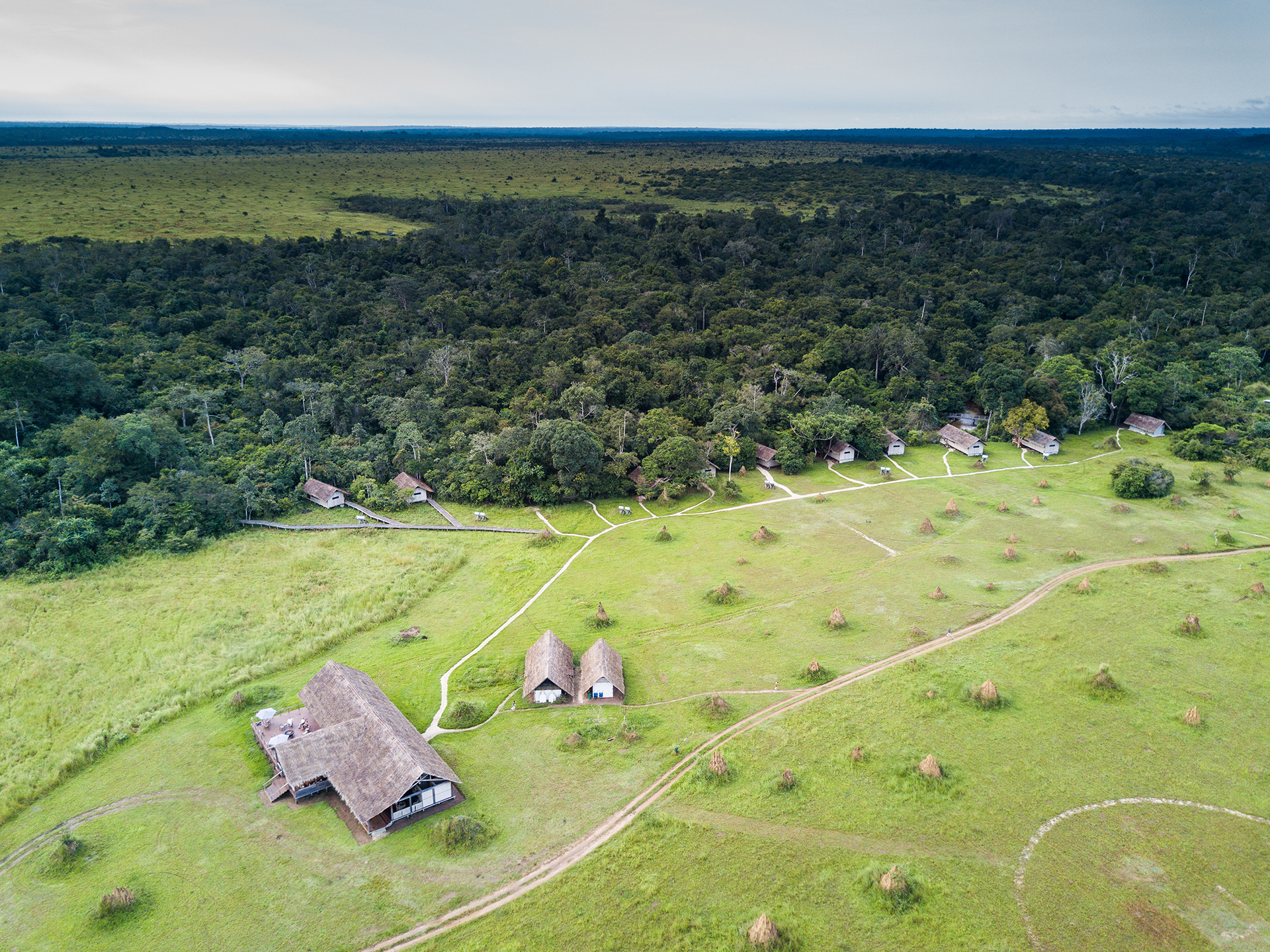 Mboko Camp: Luftaufnahme des Camps