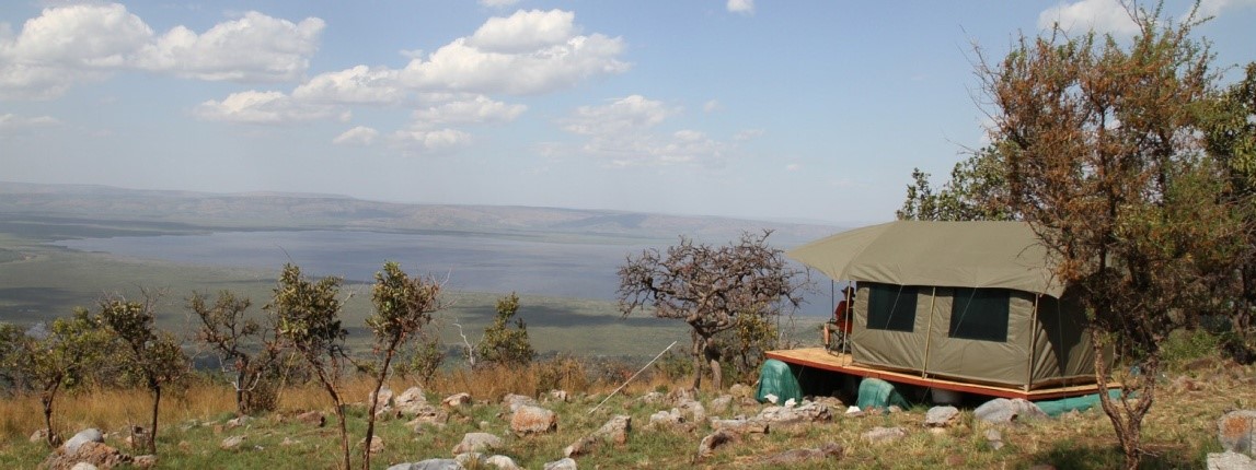 African Parks, Akagera National Park, Karenge Bush Camp, Lake Ihema, Blick, Gästezelt, Holzplattform, Panorama, Camping, Bush Camp, Afrikarma, Afrikarma Safaris, Afrikarma Safaris. Wildnis. Hautnah., Afrikarma.de