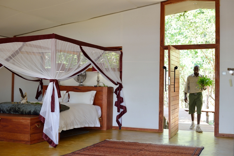Kanu-Safari, Lower Zambezi National Park, Potato Bush Camp, Sambesi, Zambezi, Doppelbett, Gästezelt, Afrikarma, Afrikarma Safaris, Afrikarma.de