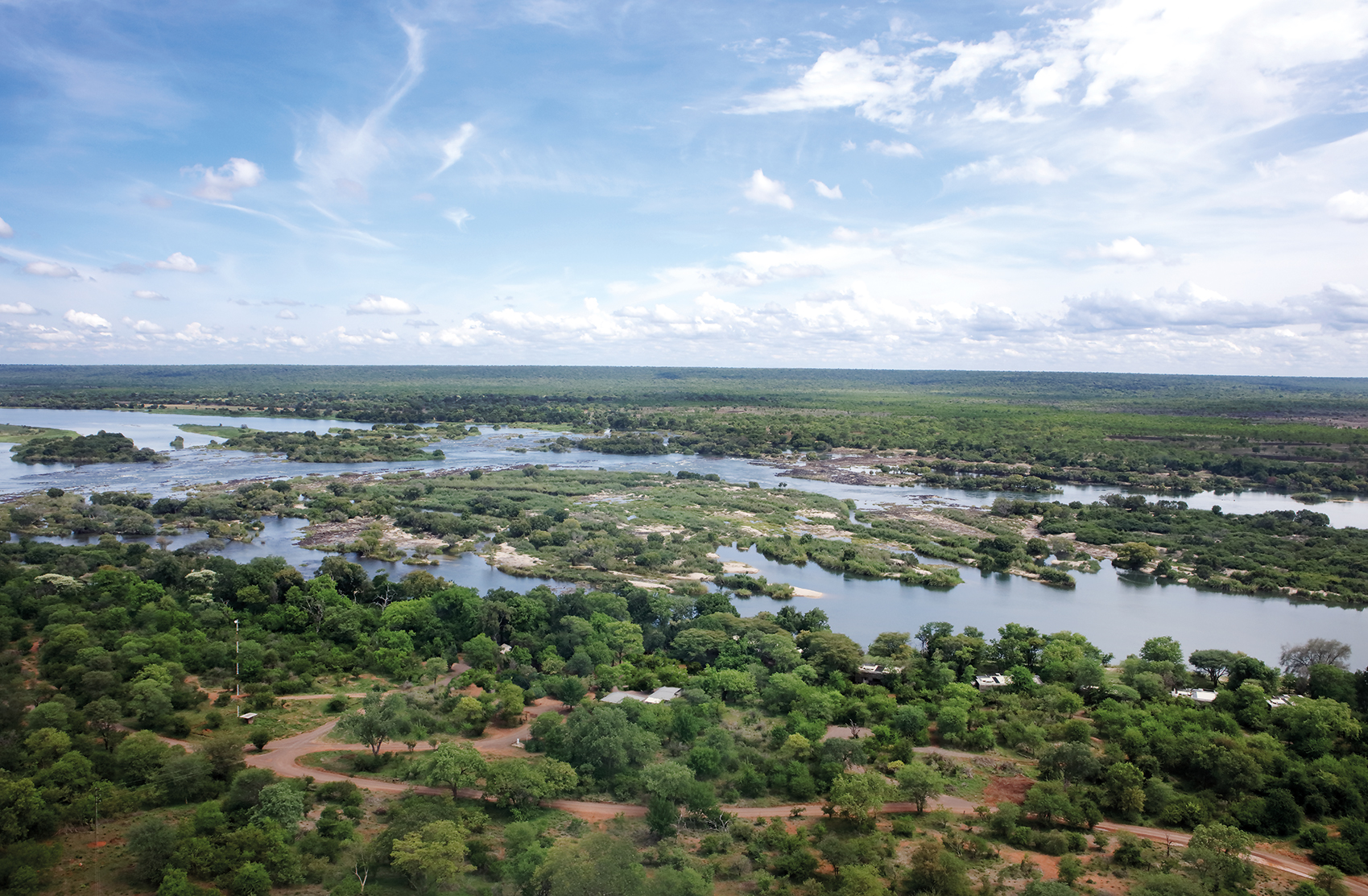 Fluss, Kazungula, Lodge, Matetsi, Matetsi River, Matetsi River Lodge, Simbabwe, Camp, Luftansicht, Luftaufnahme, River, Sambesi, Zambezi, Afrikarma, Afrikarma Safarais, Matetsi Victoria Falls