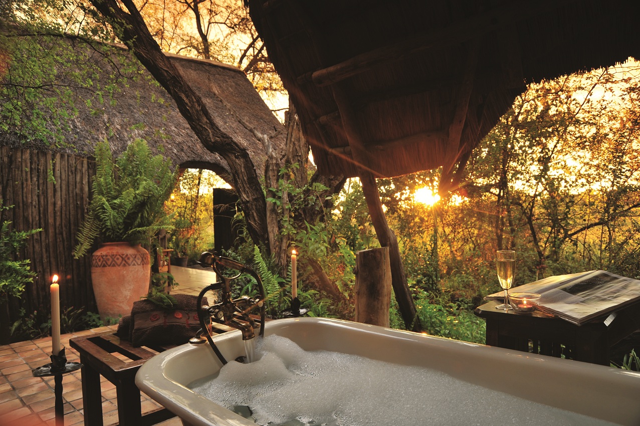 Hwange National Park, The Hide, Bad, Gästezelt, Honeymoon-Bad, Wanne, Preston Family