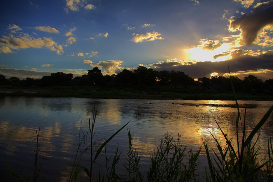 MalaMala Camp: Sonnenuntergang am Fluss Main Camp, Mala Mala, Mala Mala Main Camp, Mala Mala Private Game Reserve, MalaMala, MalaMala Main Camp, Sabi Sand Game Reserve, Südafrika, Umgebung, Vegetation, Abend, Fluss, Himmel, Afrikarma, Afrikarma Safaris, Afrikarma Safaris - Wildnis. Hautnah., Afrikarma.de, Mala Mala Camp