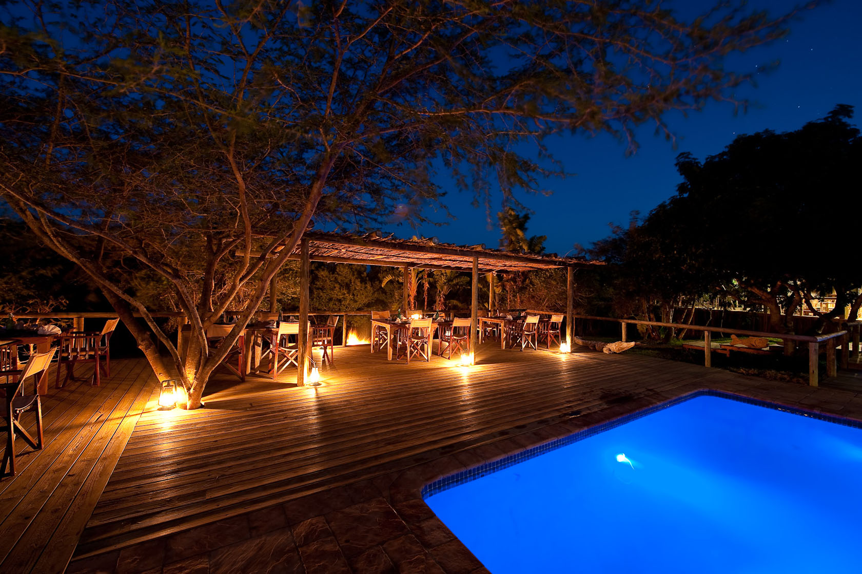 Rocktail Beach Camp, Abend, Nacht, Pool, Swimming Pool, Afrikarma, Afrikarma.de, Wilderness Adventure, Wilderness Safaris