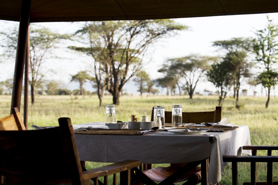 Bologonya, Bologonya Under Canvas, Mobiles Camp, Nationalpark, Serengeti, Tanganyika Wilderness Camps, Tansania, Ausblick, Essen, Gedeck, Natur, Tisch, Trinken, Afrikarma, Afrikarma Safaris, Afrikarma Safaris - Wildnis. Hautnah., Afrikarma.de