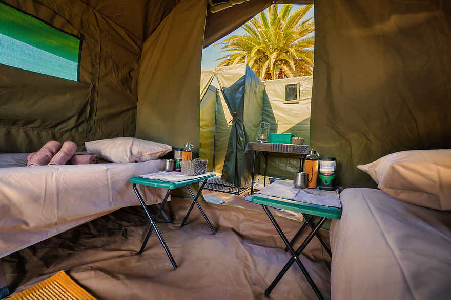 Standard Camping: Zelt mit zwei Einzelbetten Standard Camping: Zelt mit zwei Einzelbetten