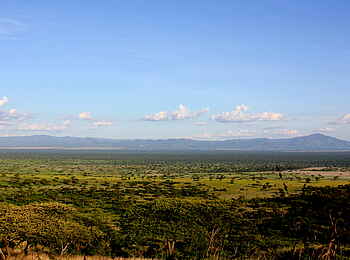 Volcanoes Kyambura Gorge Lodge: Landschaft beim Crater Drive Volcanoes Kyambura Gorge Lodge: Landschaft beim Crater Drive