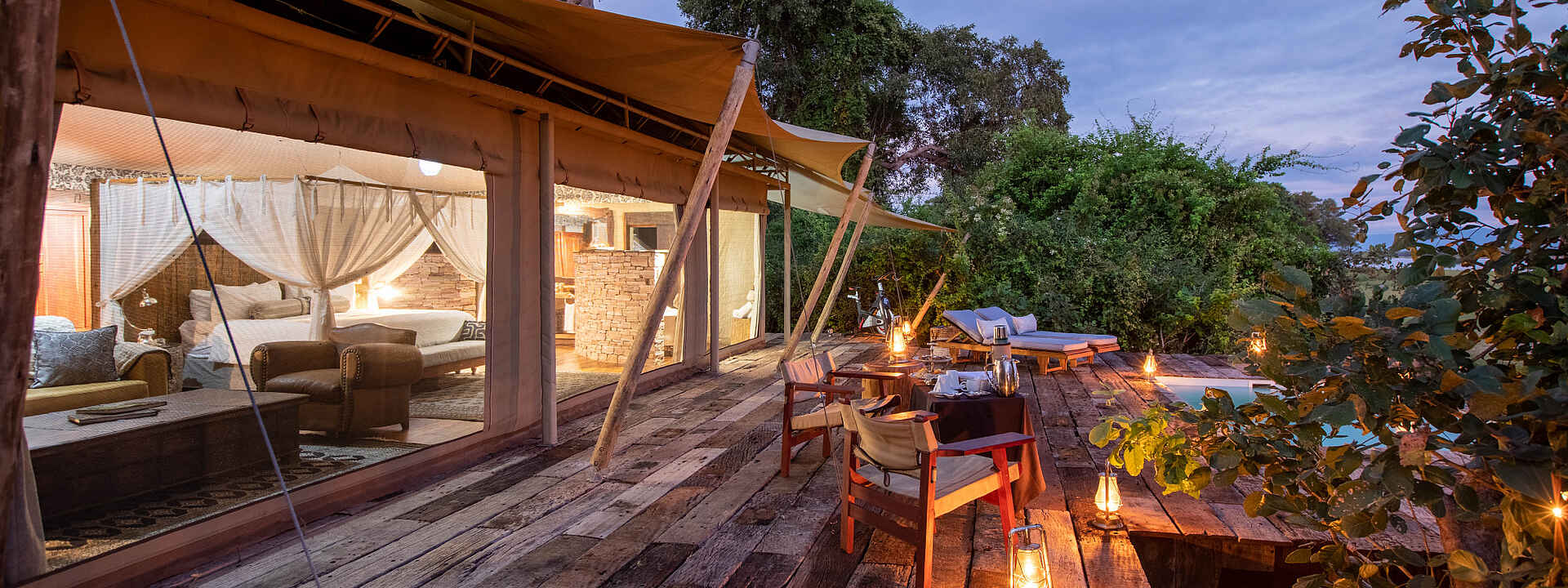 Eine der Guest Suiten des Tembo Plains Camps