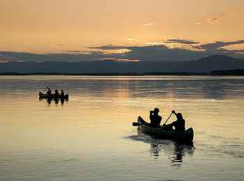 Lolebezi Lodge: Sonnenuntergang auf dem Fluss