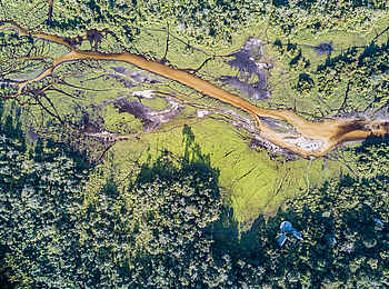 Lango Camp: Zentrale Sicht auf die Lagune Lango Camp: Zentrale Sicht auf die Lagune