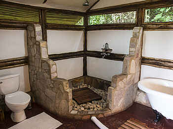 Buhoma Lodge: Gästebad mit Dusche und WC