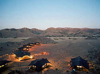 Hoanib Valley Camp: Abendstimmung im Camp Hoanib Valley Camp: Abendstimmung im Camp