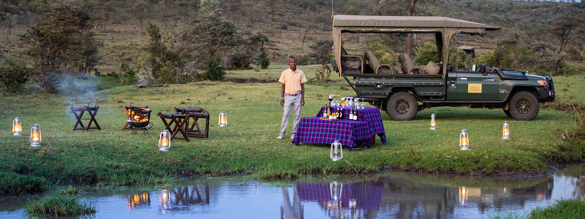 Mara Nyika Camp: Sundowner am Ufer