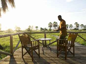 Maramboi Tented Camp: Deck an einem Gästezelt Maramboi Tented Camp: Deck an einem Gästezelt