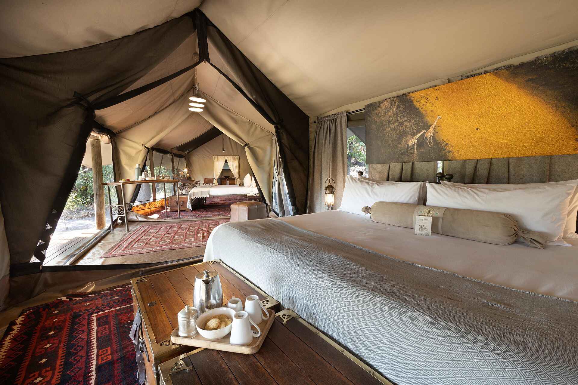 Selinda Explorers Camp: Family Tent Blick hinein