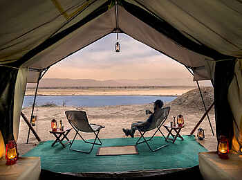 Zambezi Expeditions Camp: Blick vom Zelt auf den Fluß Zambezi Expeditions Camp: Blick vom Zelt auf den Fluß