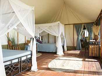 Maramboi Tented Camp: Gästezelt mit zwei Doppelbetten Maramboi Tented Camp: Gästezelt mit zwei Doppelbetten