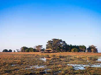 Mukambi Busanga Plains Camp: Blick über die Schwemebenen Mukambi Busanga Plains Camp: Blick über die Schwemebenen