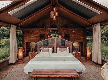 Wayo Manyara Green Camp: Schlafbereich mit Doppelbett