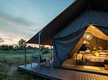 Gomoti Plains Camp: Gästezelt Blick nach innen