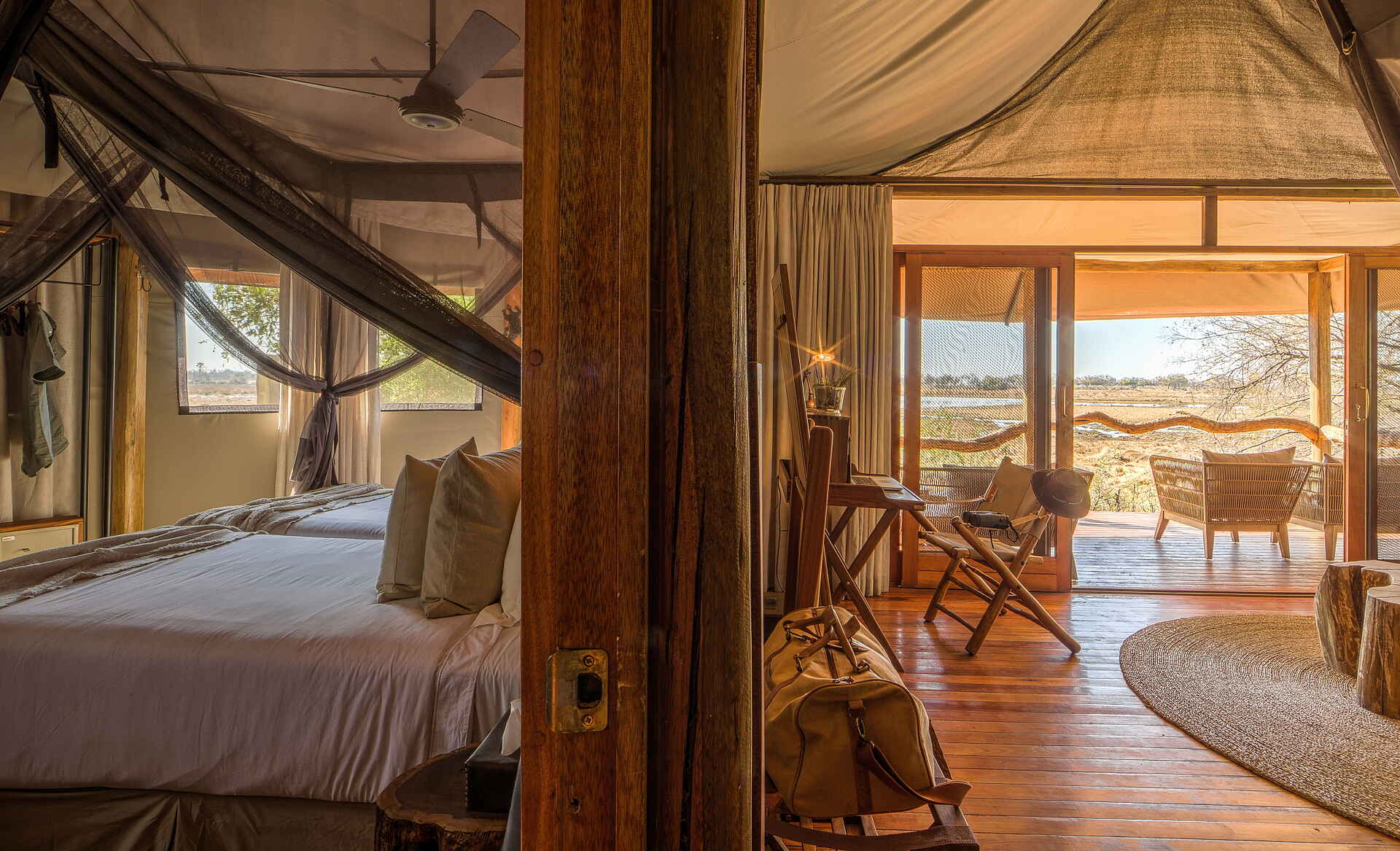 Botswana, Camp, Kanana, Kanana Camp, Okavango, Okavango Delta, Safari, Schlafzimmer, Veranda, Wohnzimmer, Afrikarma, Afrikarma Safaris, Afrikarma Safaris - Wildnis. Hautnah, afrikarma.de, Abenteuer