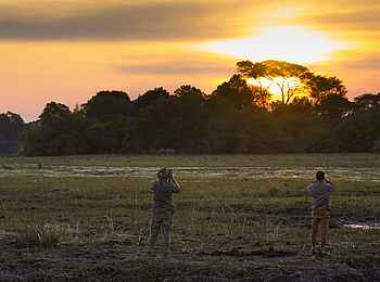 Ntemwa Busanga Bushcamp: Sonnenuntergang in der Sumpflandschaft