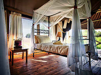 Tarangire River Camp: Einzelbett im Gästezelt Tarangire River Camp: Einzelbett im Gästezelt