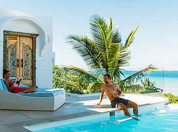 Santorini Mozambique: Am Privatpool von "The Chapel"