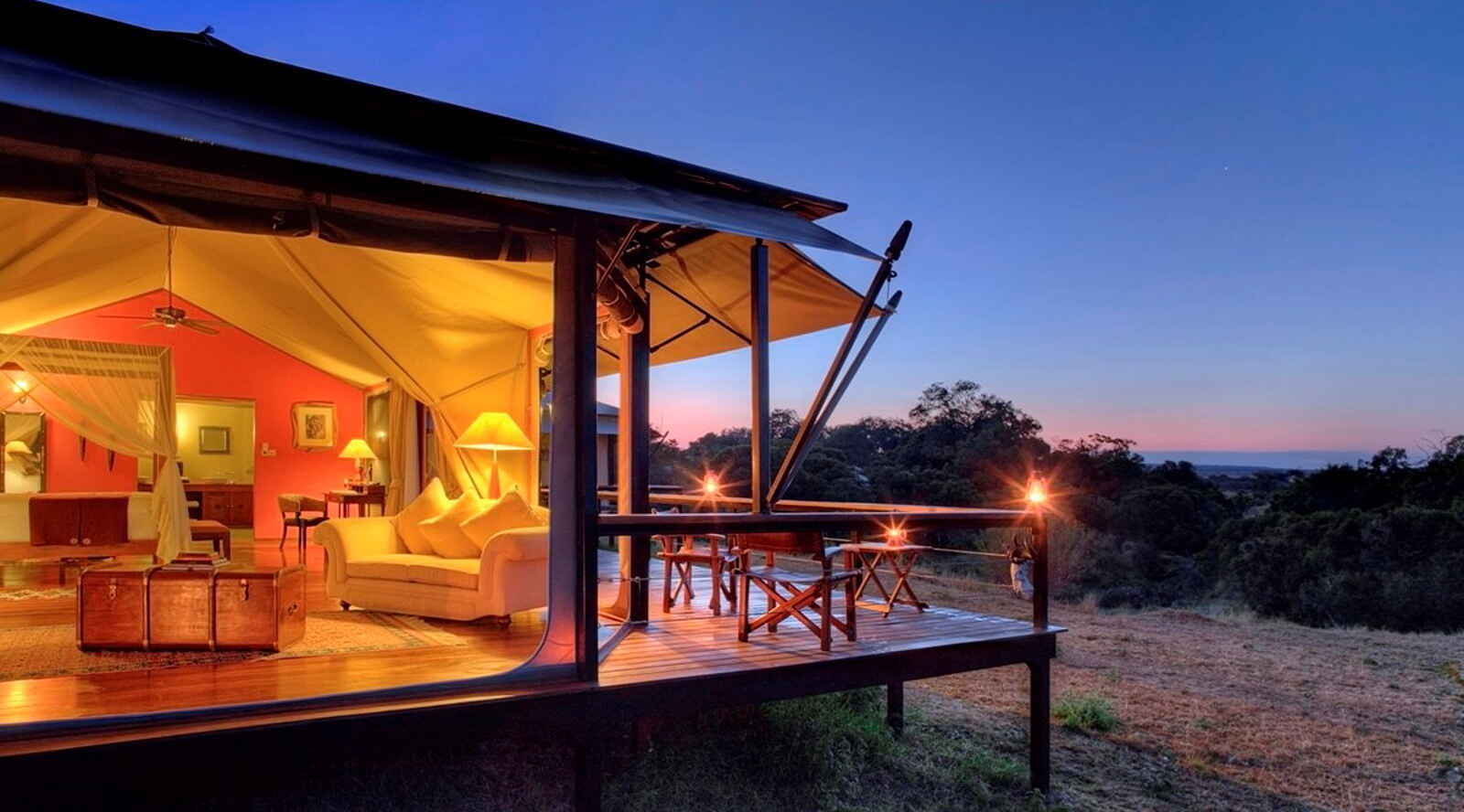 Olare Mara Kempinski: Beleuchtetes Gästezelt Olare Mara Kempinski: Beleuchtetes Gästezelt