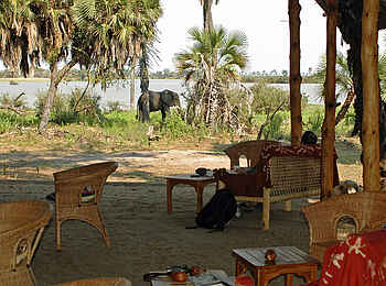 Lake Manze Camp: Blick von der Lounge Lake Manze Camp: Blick von der Lounge