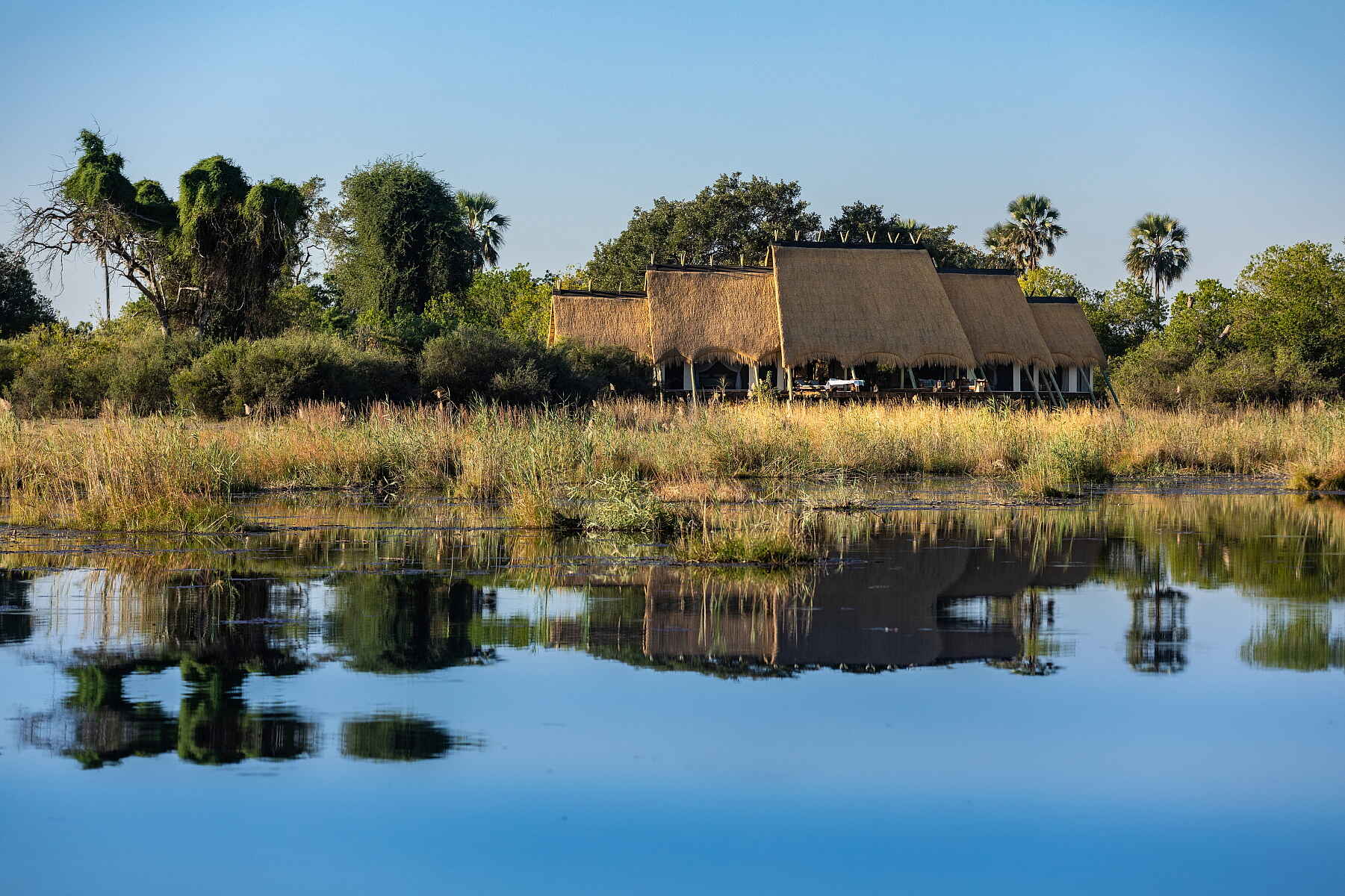 Great Plains Conservation, NG 16, Selinda -Konzession, Selinda Spillway, Selinda Suite, Gesamtansicht, Spillway, Beverly Joubert, Dereck Joubert, National Geographic, Afrikarma, Afrikarma Safaris, Afrikarma Safaris. Wildnis. Hautnah., Afrikarma.de