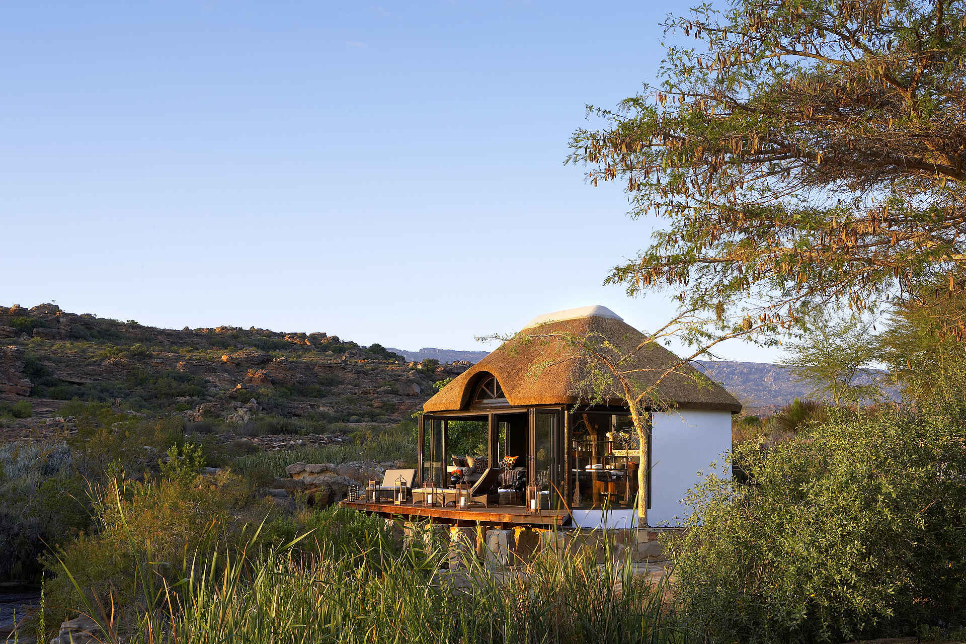 Bushmans Kloof Wilderness Lodge: Blick auf das Spa 