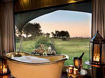 Duba Plains Camp: Gästezelt Bad