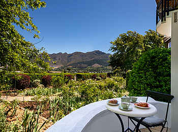 Mont Rochelle Hotel and Vineyard: Manor House Pinotage Suite Terrasse mit Ausblick