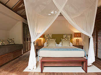 Vamizi Island: Frontalsicht des Kipila Schlafzimmers