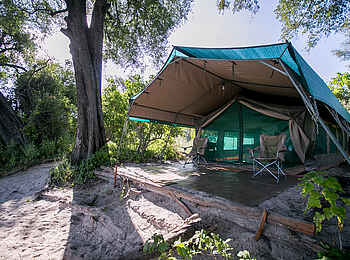 Bushman Plains Camp: Zelt mit Vordach Bushman Plains Camp: Zelt mit Vordach