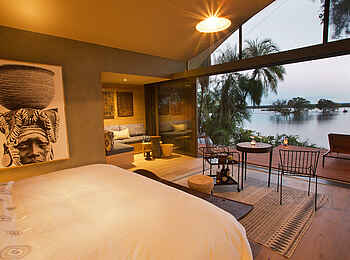 Thorntree River Lodge: Doppelbett mit Flussblick Thorntree River Lodge: Doppelbett mit Flussblick