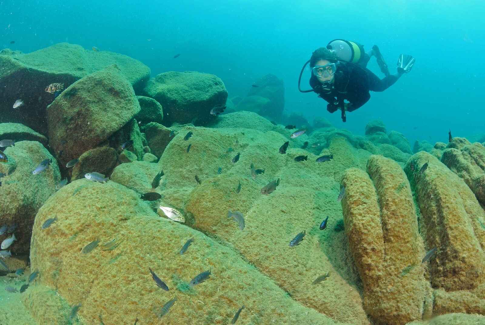 Kaya Mawa: Taucher über Felsen Kaya Mawa: Taucher über Felsen