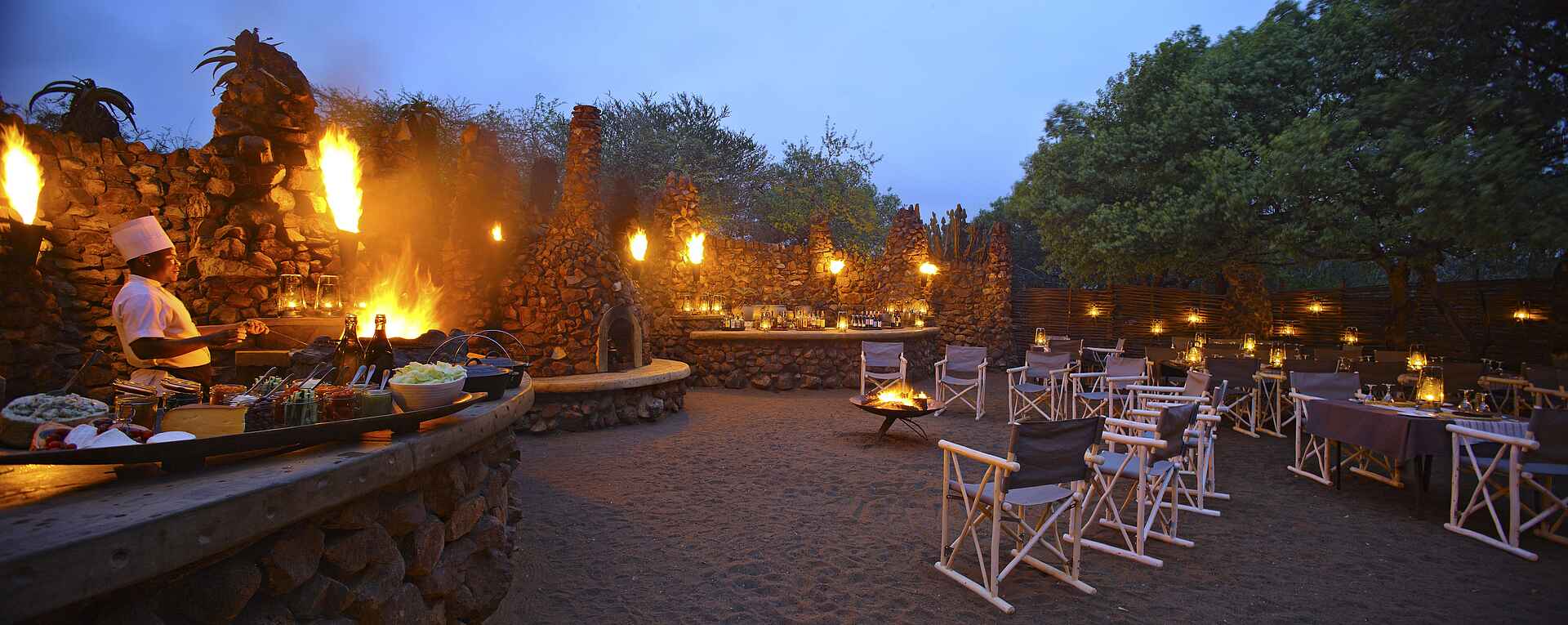 Phinda Mountain Lodge, Boma, Feuerstelle, Gemeinschaftsbereich