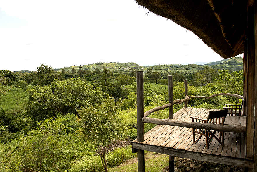 Volcanoes Kyambura Gorge Lodge: Private Veranda Volcanoes Kyambura Gorge Lodge: Private Veranda