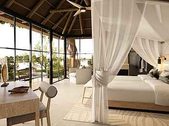 Chobe Savanna Lodge: Chalet Blick nach draussen