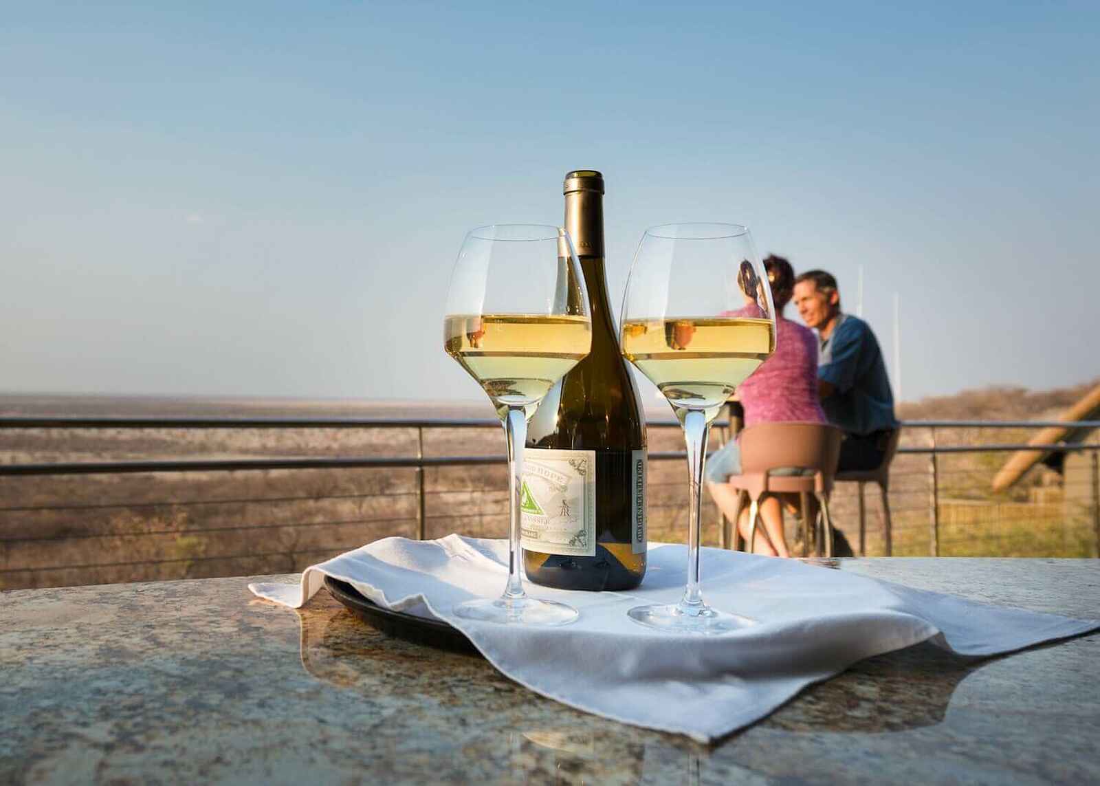 Safarihoek Lodge: Sonnenuntergang mit Wein Safarihoek Lodge: Sonnenuntergang mit Wein