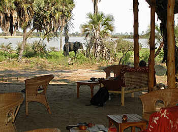 Lake Manze Camp: Blick auf den Fluß Lake Manze Camp: Blick auf den Fluß