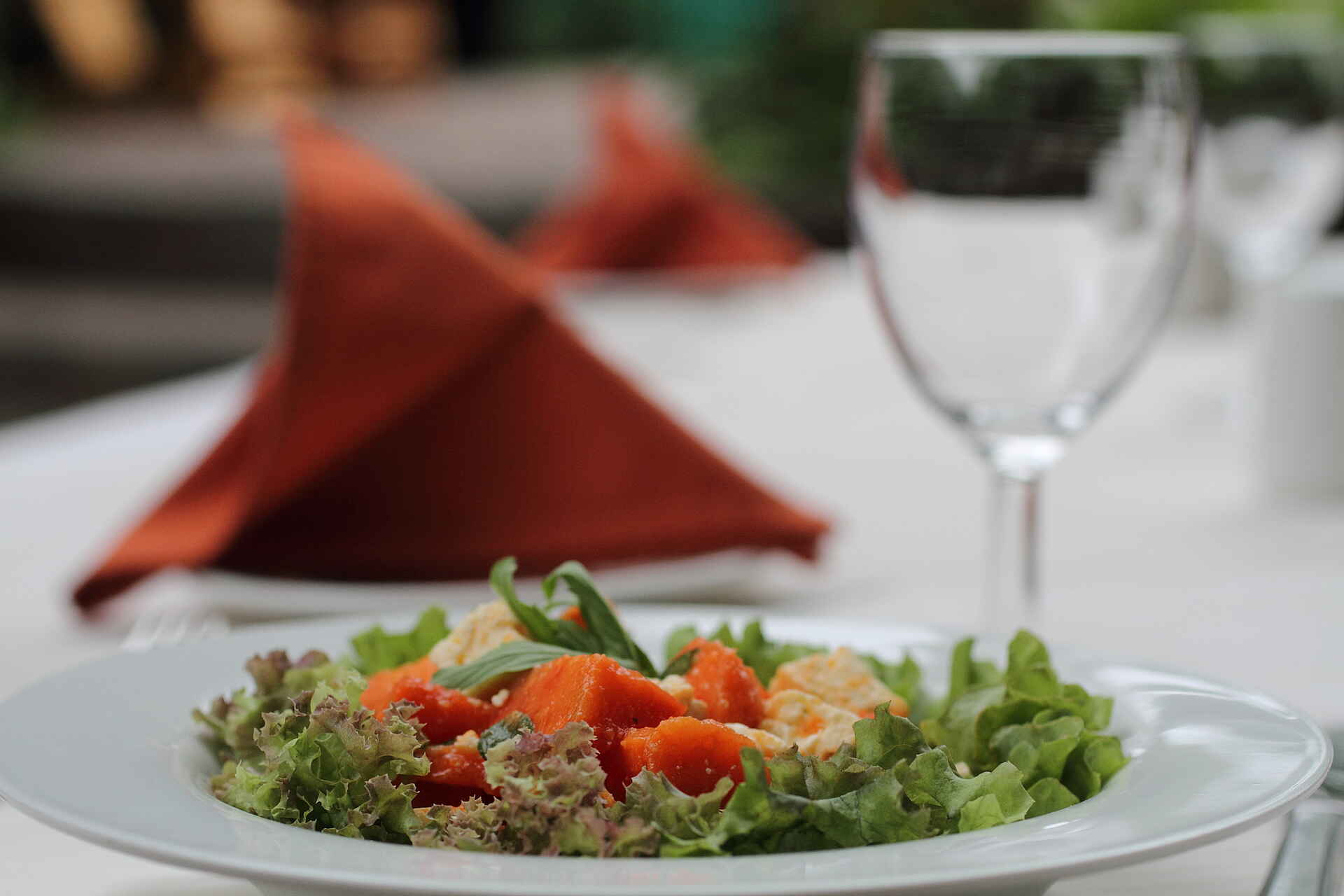 Island Safari Lodge, Lunch, Restaurant, Salat, Afrikarma, Afrikarma Safaris, Afrikarma.de