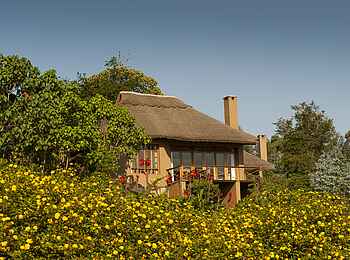 Kitela Lodge: Blick vom Garten auf ein Gästezimmer