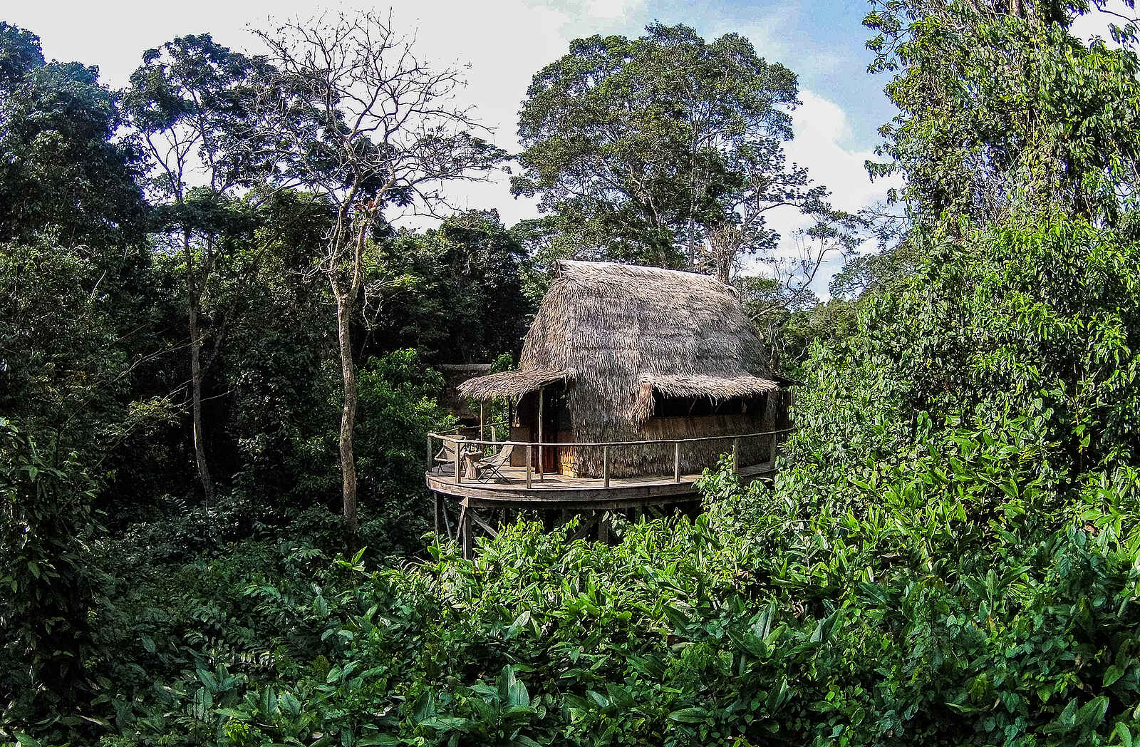 Ngaga Camp: Außenansicht eines Baumhauses Ngaga Camp: Außenansicht eines Baumhauses