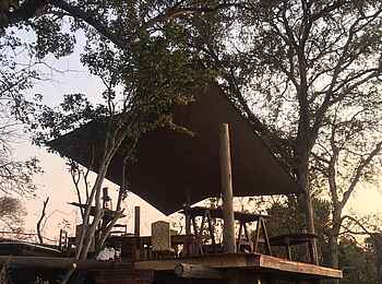 Ntemwa Busanga Bushcamp: Die hölzerne Treppe zum Holzdeck