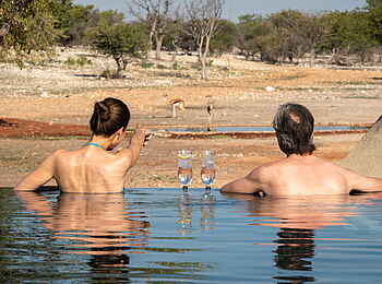 Anderssons At Ongava: Swimmingpool mit Blick auf das Wasserloch Anderssons At Ongava: Swimmingpool mit Blick auf das Wasserloch